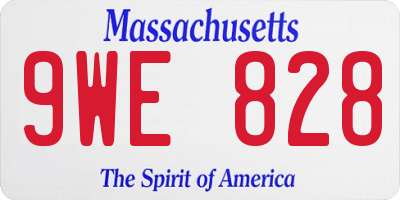 MA license plate 9WE828