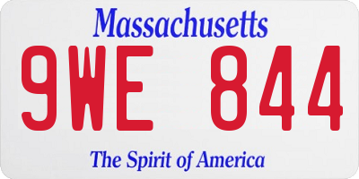 MA license plate 9WE844