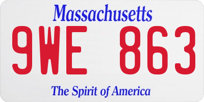 MA license plate 9WE863
