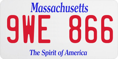 MA license plate 9WE866