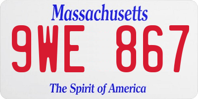 MA license plate 9WE867