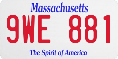 MA license plate 9WE881