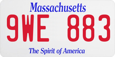 MA license plate 9WE883