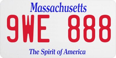 MA license plate 9WE888