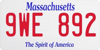 MA license plate 9WE892