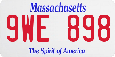 MA license plate 9WE898