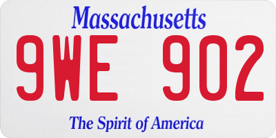 MA license plate 9WE902