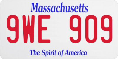 MA license plate 9WE909