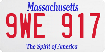 MA license plate 9WE917