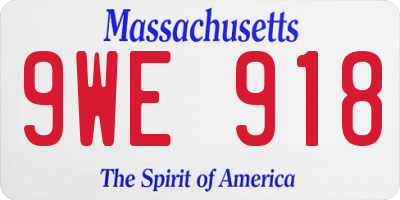 MA license plate 9WE918