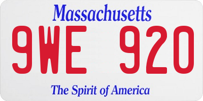 MA license plate 9WE920