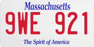 MA license plate 9WE921