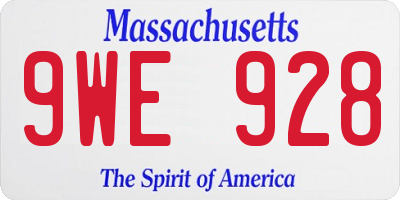 MA license plate 9WE928