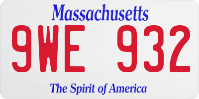 MA license plate 9WE932