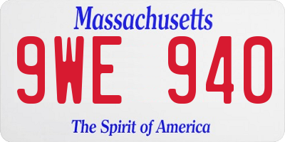 MA license plate 9WE940
