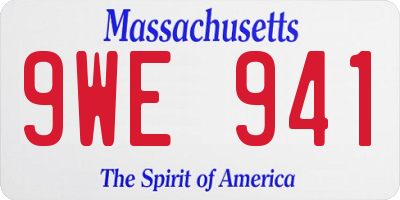 MA license plate 9WE941