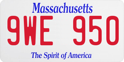 MA license plate 9WE950