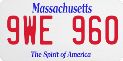 MA license plate 9WE960