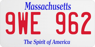 MA license plate 9WE962