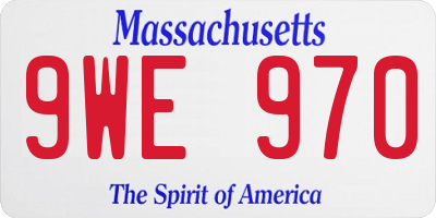 MA license plate 9WE970