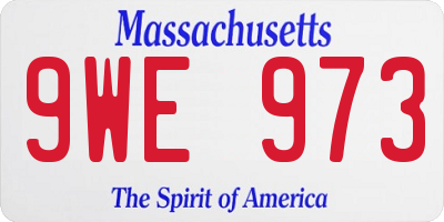 MA license plate 9WE973