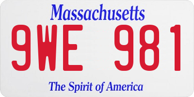MA license plate 9WE981
