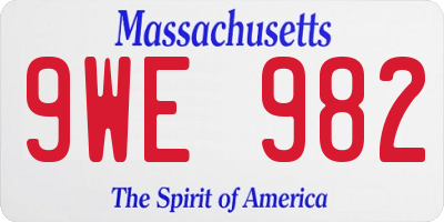 MA license plate 9WE982