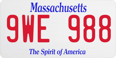 MA license plate 9WE988