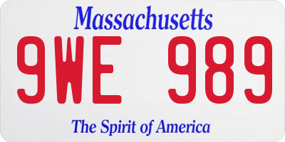 MA license plate 9WE989
