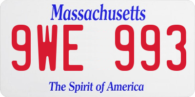 MA license plate 9WE993