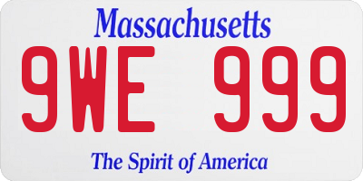 MA license plate 9WE999