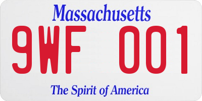 MA license plate 9WF001