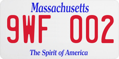 MA license plate 9WF002