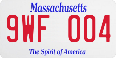 MA license plate 9WF004