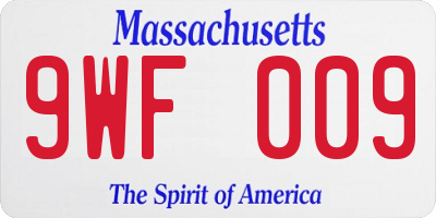 MA license plate 9WF009