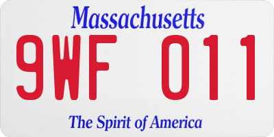 MA license plate 9WF011