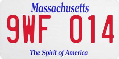 MA license plate 9WF014