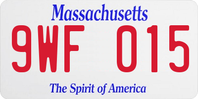 MA license plate 9WF015