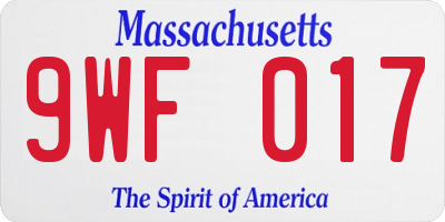 MA license plate 9WF017