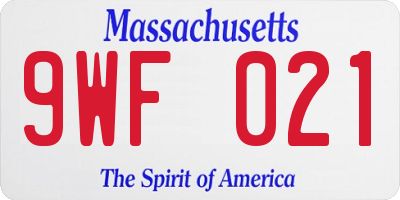 MA license plate 9WF021