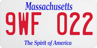 MA license plate 9WF022