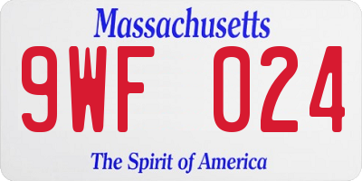 MA license plate 9WF024