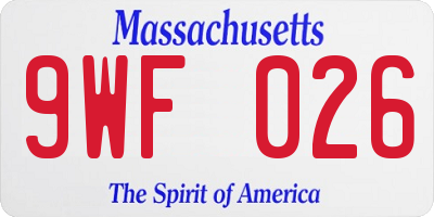 MA license plate 9WF026