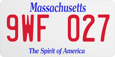 MA license plate 9WF027