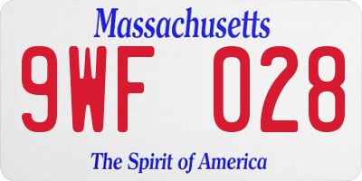 MA license plate 9WF028