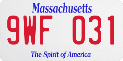 MA license plate 9WF031