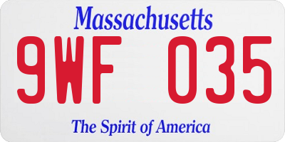 MA license plate 9WF035