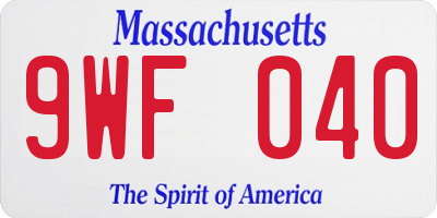 MA license plate 9WF040