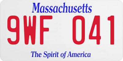 MA license plate 9WF041