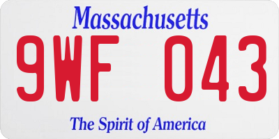 MA license plate 9WF043